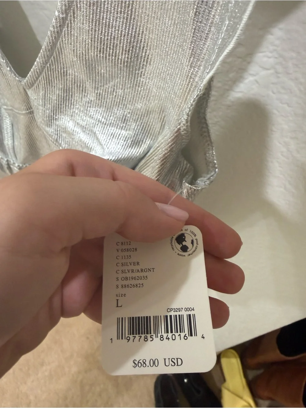 Free People Metallic Silver Top